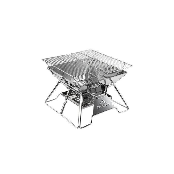 [Grill & Fire Pit] Campingmoon MT-2; Portable Stainless Steel Camping Grill, Foldable, 14-Inch