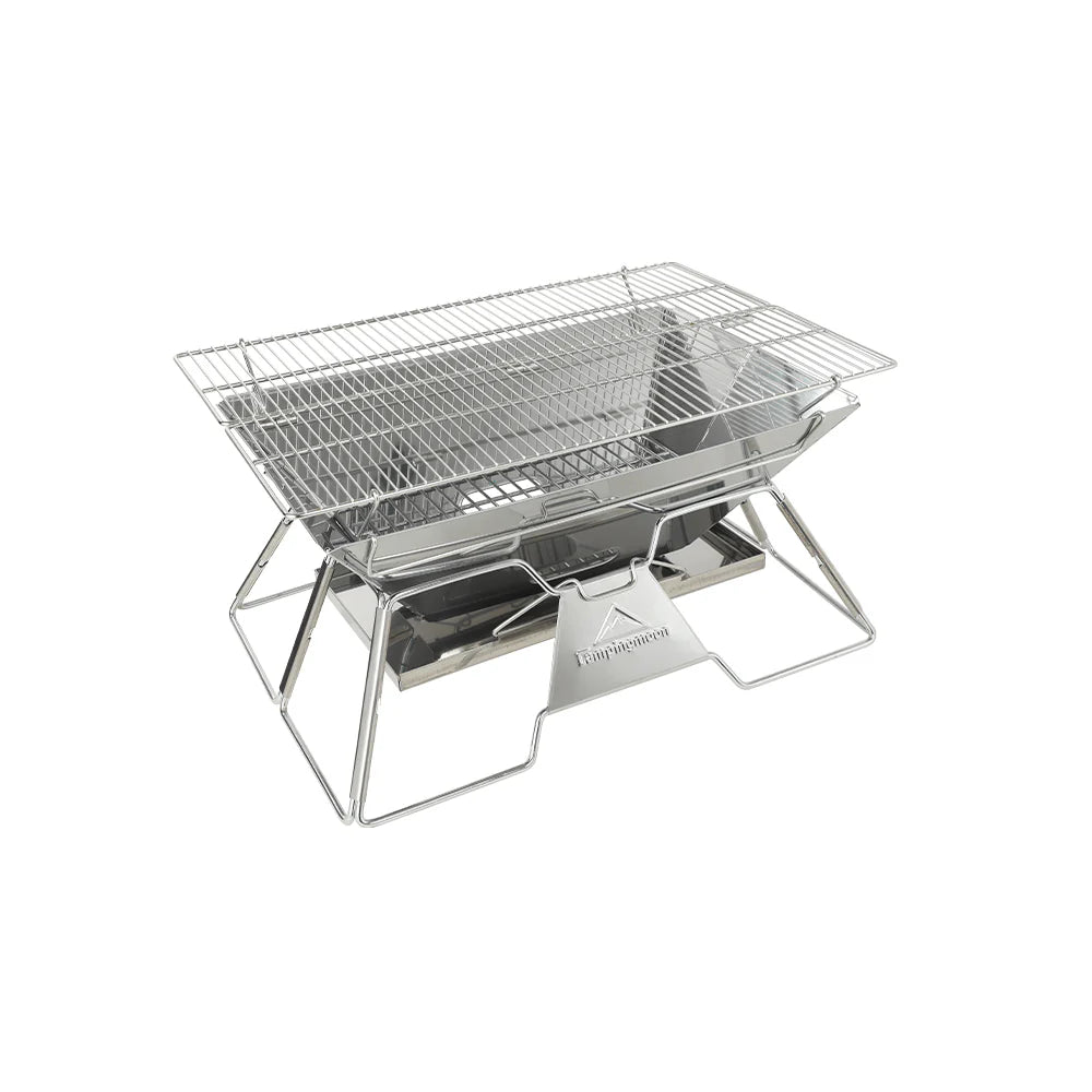 [Grill & Fire Pit] Camping Moon MT-3; Portable Stainless Steel Fire Pit & BBQ Grill with Carrying Bag, Foldable