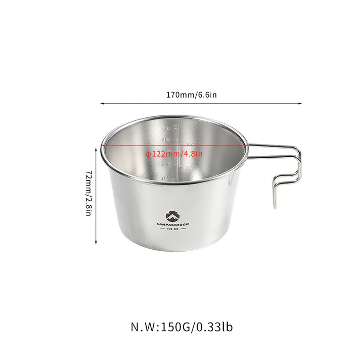[Cookware] Campingmoon S369; Deep Sierra Cup 600ml Outdoor Camping Stainless Steel Sierra Cup Deep