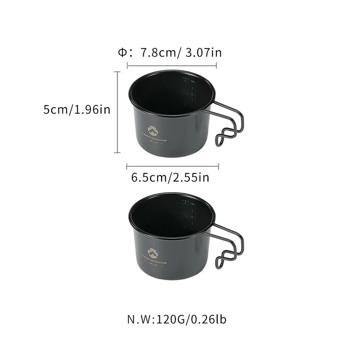 [Cookware] Campingmoon BKS-180-2P; Premium Solo Coffee Mug, Black, 5.3 fl oz (160 ml), Set of 2