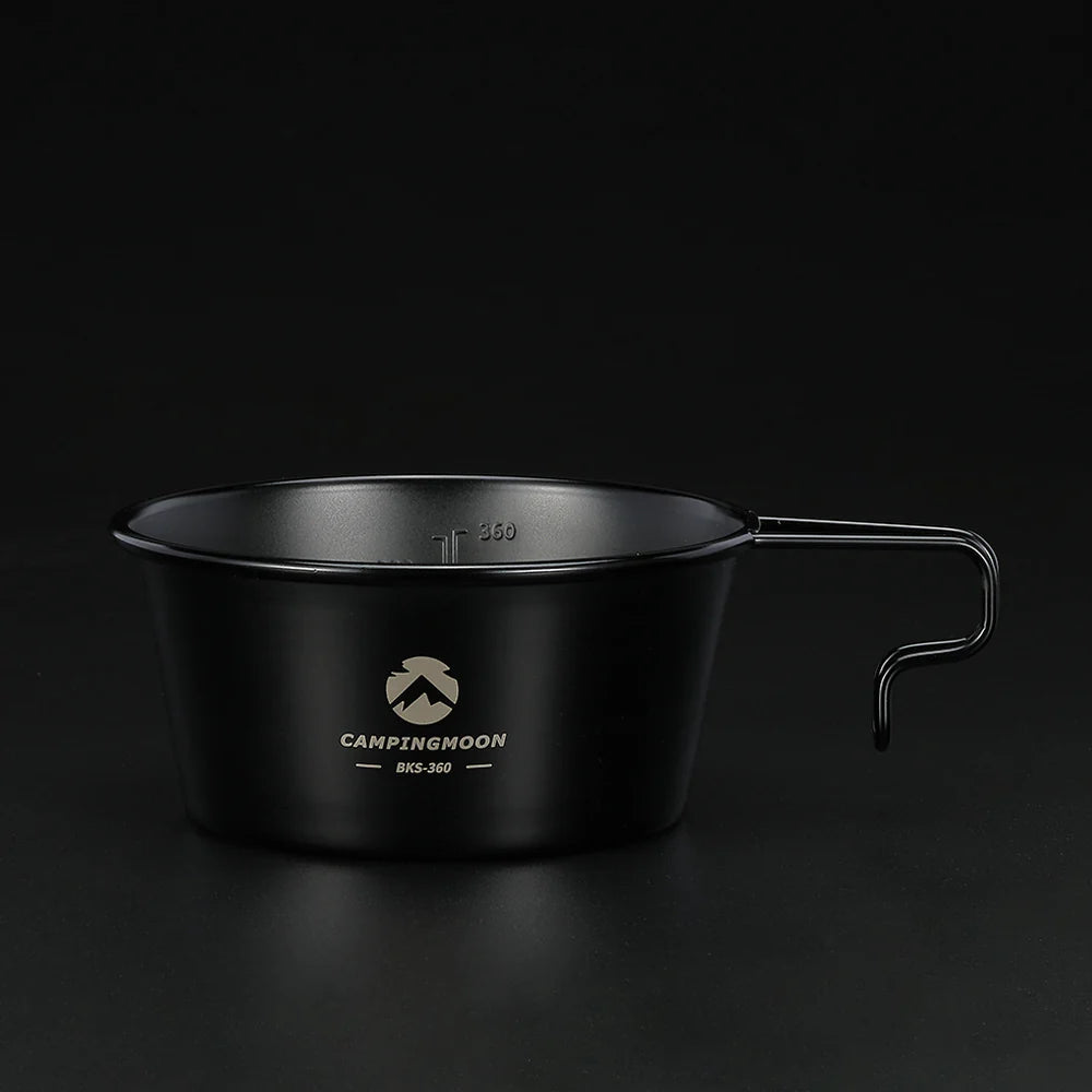 [Cookware] Campingmoon BKS-360; 2pcs Set Stainless Steel Deep Type Camping Sierra Cup 15oz, 450ml Black
