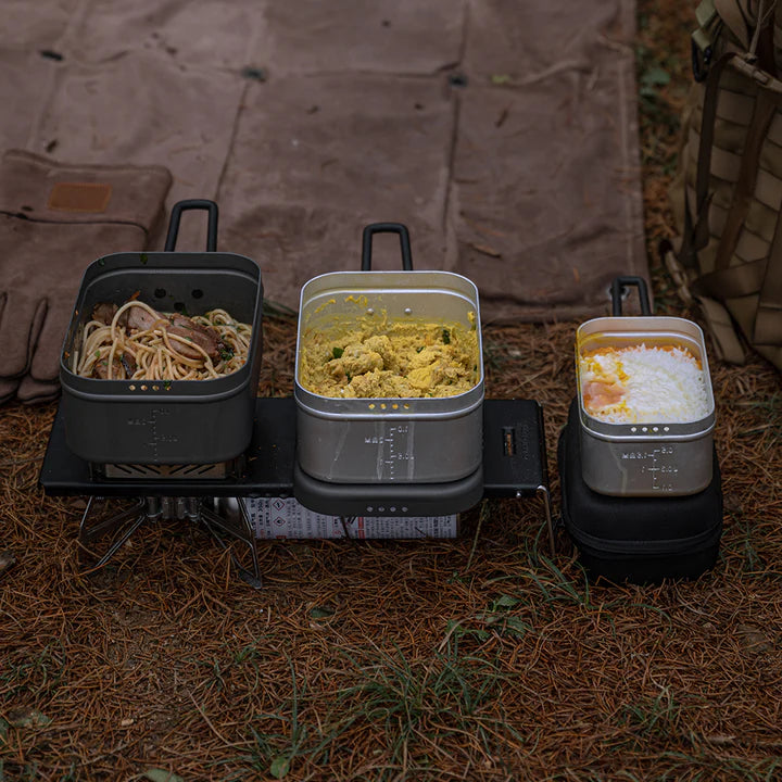 [Tableware] Campingmoon S-2013; Extra Thick Mess Tin, Large with Overflow Prevention Groove, Draining Hole, Outdoor Mess kit