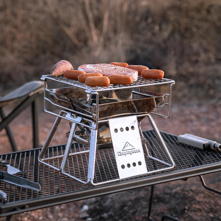 [Grill & Fire Pit] Camping Moon X-MINI; Small Portable Stainless Steel Tabletop Charcoal Grill with Carry Bag