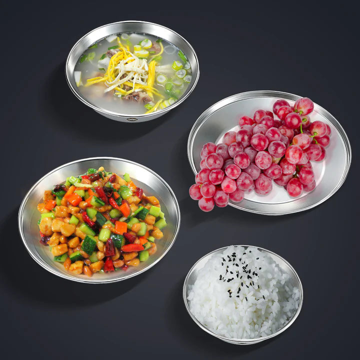 [Tableware] Campingmoon S395-1S; Stainless Steel Camping Plates Set, Dishwasher Safe