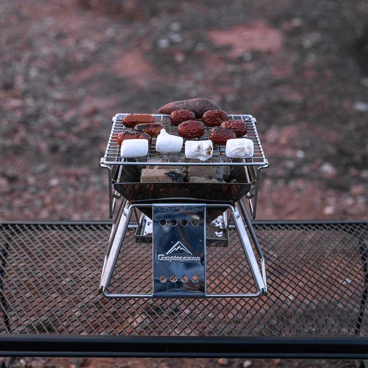 [Grill & Fire Pit] Camping Moon X-MINI; Small Portable Stainless Steel Tabletop Charcoal Grill with Carry Bag