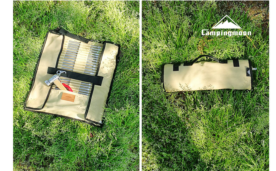 [Tent Tools] Campingmoon B-126; Tent Storage Bag, Can Holds 20 of The Long Tent Stakes, Thickened Canvas Can Withstand Tent Stakes Heavy Duty
