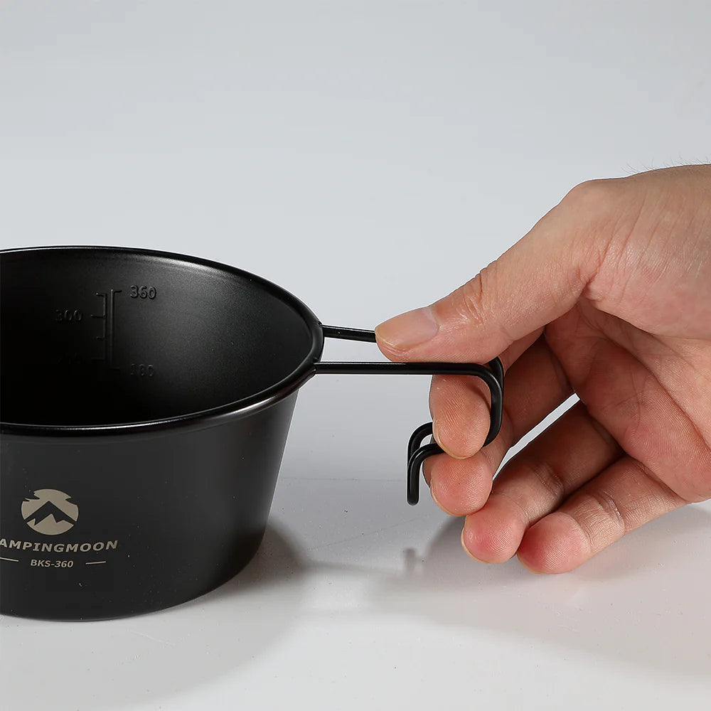 [Cookware] Campingmoon BKS-360; 2pcs Set Stainless Steel Deep Type Camping Sierra Cup 15oz, 450ml Black