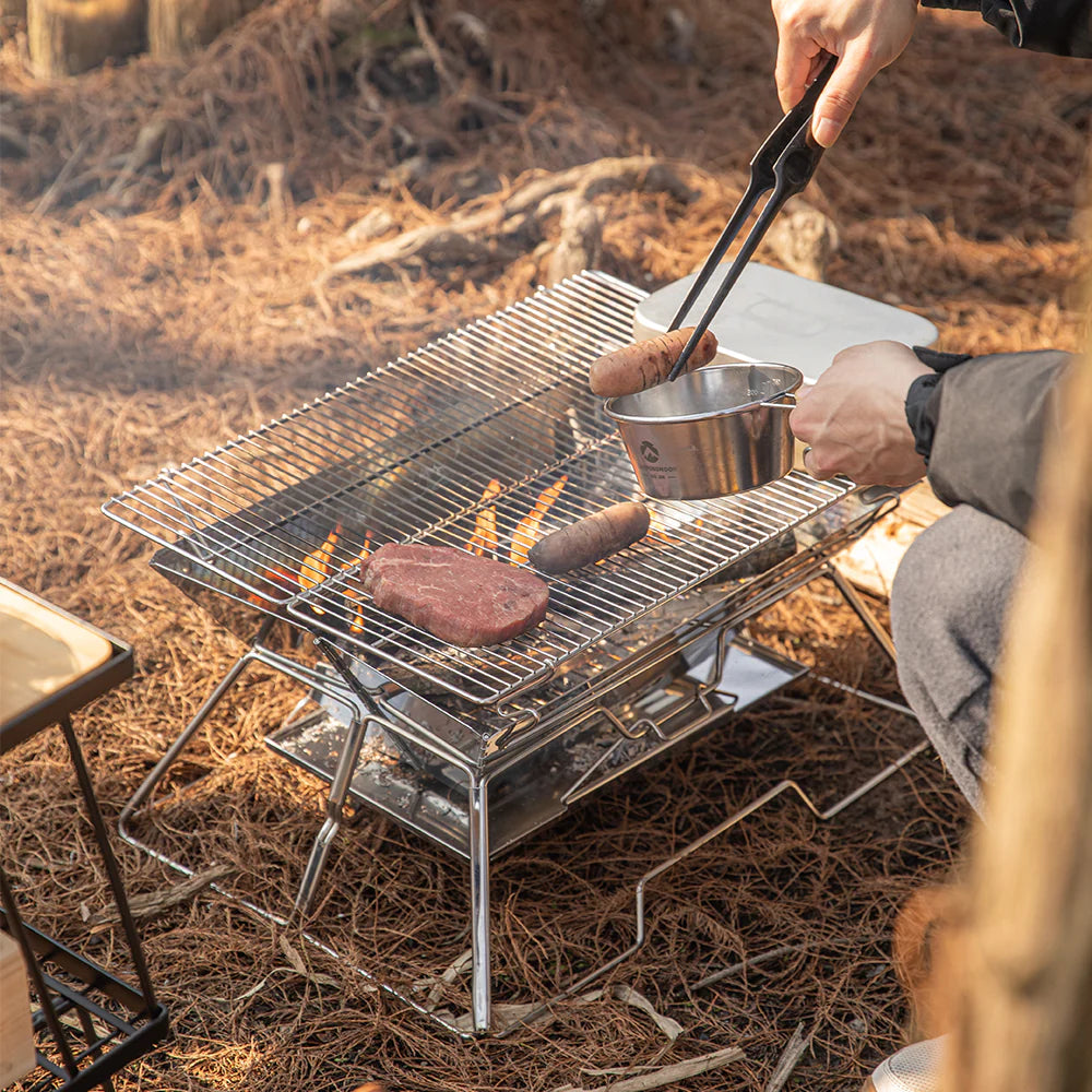 [Grill & Fire Pit] Camping Moon MT-3; Portable Stainless Steel Fire Pit & BBQ Grill with Carrying Bag, Foldable
