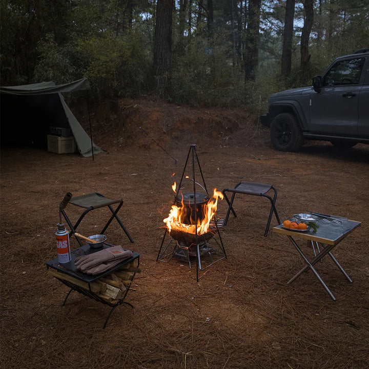 [Grill & Fire Pit] Campingmoon MT-2; Portable Stainless Steel Camping Grill, Foldable, 14-Inch