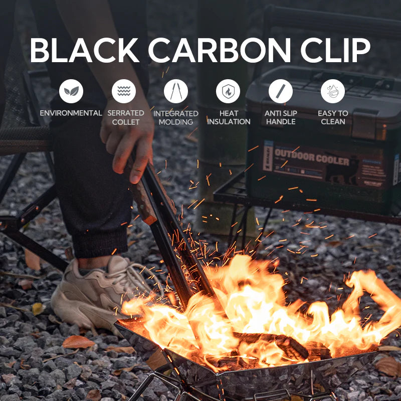 [Accessory] Campingmoon BKMS-41; 16-inch Length Fireplace Firewood Tongs with Scissor Shape Serrated Log Claw Tongs for Bonfire Campfire Fire Pit with Wood Hand