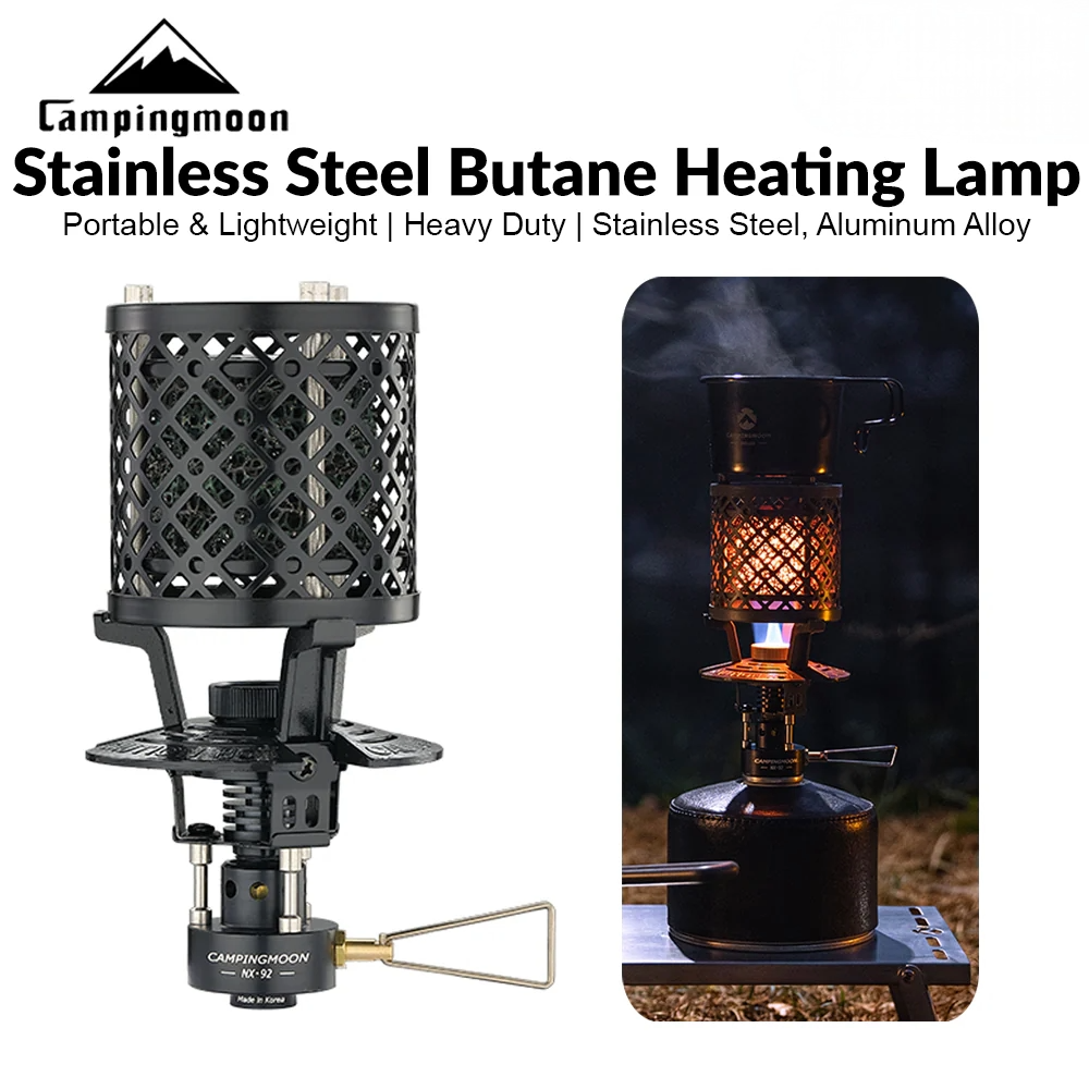 [Heater & Lantern] Campingmoon BKNX-92; Portable Stainless Steel Butane Heating Lamp Camping Outdoor Durable BBQ Heating Lamp Warmer Heater Lamp Stove Butane Gas Fuel Lantern Hiking Beach Travel Heavy Duty