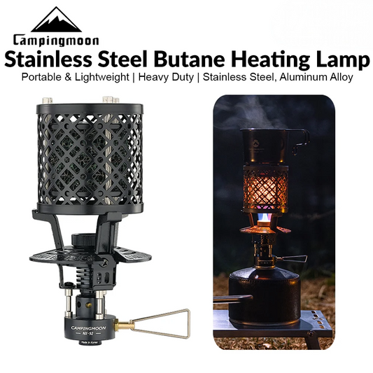 [Heater & Lantern] Campingmoon BKNX-92; Portable Stainless Steel Butane Heating Lamp Camping Outdoor Durable BBQ Heating Lamp Warmer Heater Lamp Stove Butane Gas Fuel Lantern Hiking Beach Travel Heavy Duty