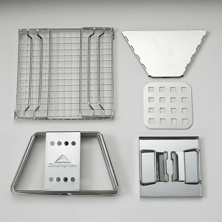[Grill & Fire Pit] Camping Moon X-MINI; Small Portable Stainless Steel Tabletop Charcoal Grill with Carry Bag