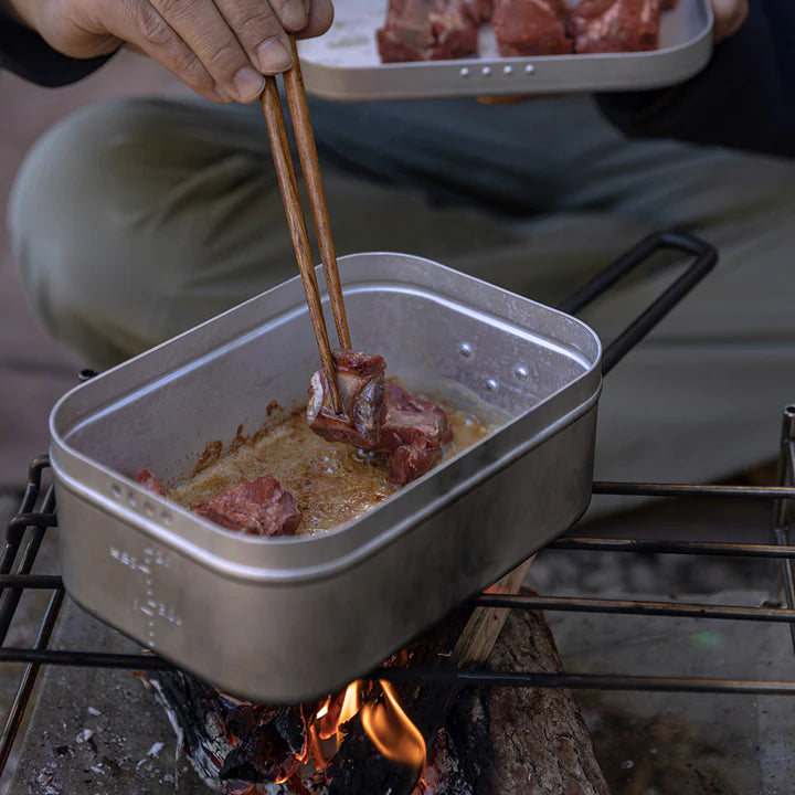 [Tableware] Campingmoon S-2013; Extra Thick Mess Tin, Large with Overflow Prevention Groove, Draining Hole, Outdoor Mess kit