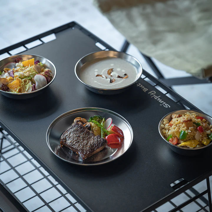 [Tableware] Campingmoon S395-1S; Stainless Steel Camping Plates Set, Dishwasher Safe