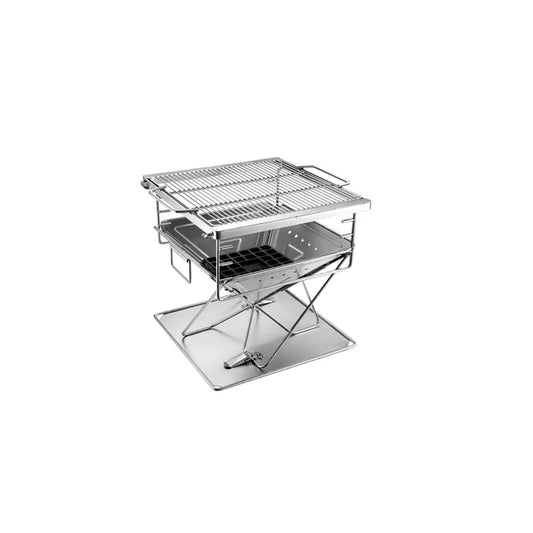 [Grill & Fire Pit] Campingmoon MT-035; 3-in-1 Portable Stainless Steel Wood Burning Grill & Fire Pit, 14x15.35-Inch, with Carrying Bag
