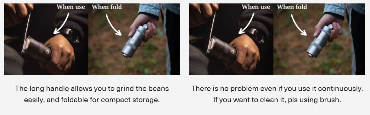 [Coffee Tools] Campingmoon CC-152; Outdoor Camping Hand Coffee Grinder Stainless Steel Grinding Core Folding Hand Coffee Grinder