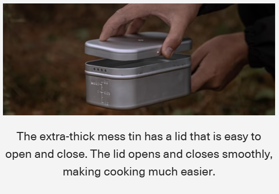 [Tableware] Campingmoon S-1609; Extra Thick Mess Tin, 1 Cup, Overflow Groove and Draining Hole, Outdoor Camping Kit