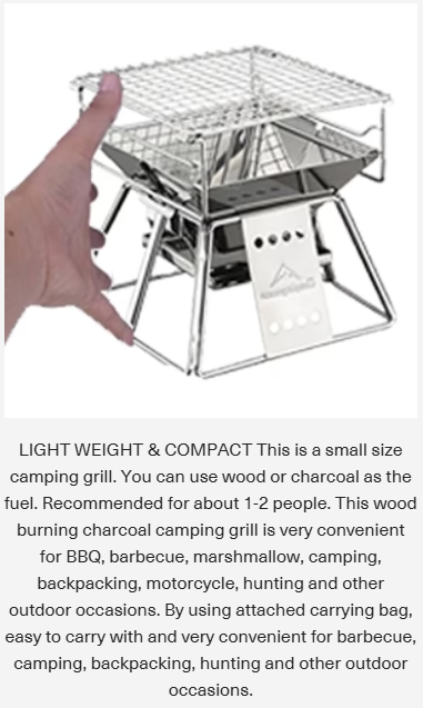 [Grill & Fire Pit] Camping Moon X-MINI; Small Portable Stainless Steel Tabletop Charcoal Grill with Carry Bag
