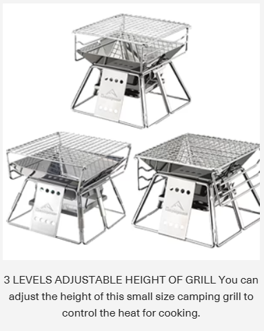 [Grill & Fire Pit] Camping Moon X-MINI; Small Portable Stainless Steel Tabletop Charcoal Grill with Carry Bag