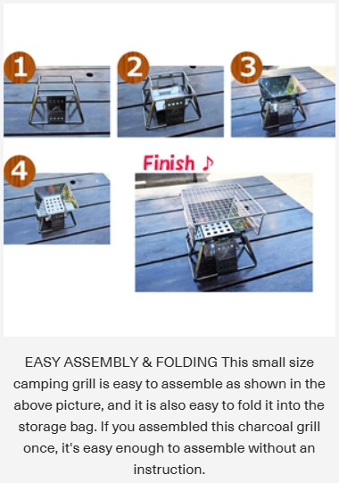 [Grill & Fire Pit] Camping Moon X-MINI; Small Portable Stainless Steel Tabletop Charcoal Grill with Carry Bag