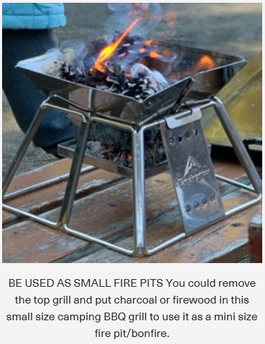 [Grill & Fire Pit] Camping Moon X-MINI; Small Portable Stainless Steel Tabletop Charcoal Grill with Carry Bag