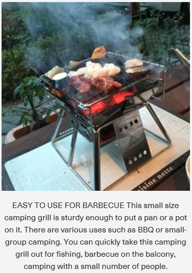 [Grill & Fire Pit] Camping Moon X-MINI; Small Portable Stainless Steel Tabletop Charcoal Grill with Carry Bag