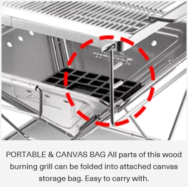 [Grill & Fire Pit] Campingmoon MT-035; 3-in-1 Portable Stainless Steel Wood Burning Grill & Fire Pit, 14x15.35-Inch, with Carrying Bag
