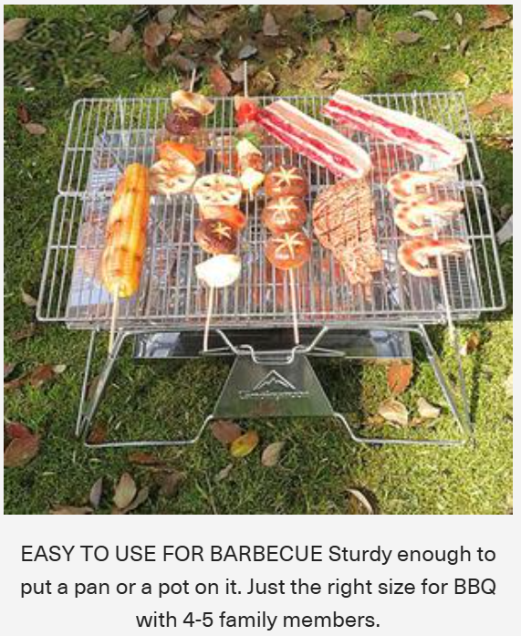 [Grill & Fire Pit] Camping Moon MT-3; Portable Stainless Steel Fire Pit & BBQ Grill with Carrying Bag, Foldable