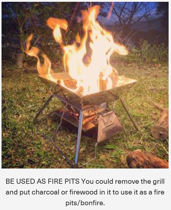 [Grill & Fire Pit] Camping Moon MT-3; Portable Stainless Steel Fire Pit & BBQ Grill with Carrying Bag, Foldable