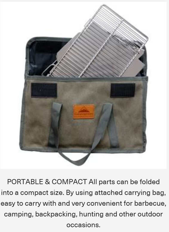 [Grill & Fire Pit] Camping Moon MT-3; Portable Stainless Steel Fire Pit & BBQ Grill with Carrying Bag, Foldable