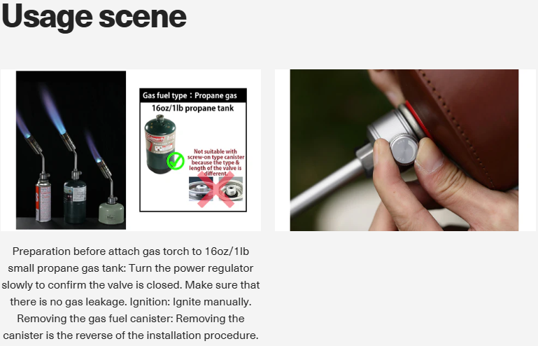 [Camping Torch] Campingmoon MT-3915-PG; Cooking Torch with Flame Control for BBQ & Campfire, (Isobutane)