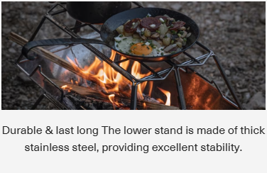 [Cookware Accessory] Campingmoon MT-3-ST; Collapsible Stainless Steel Campfire Cooking Stand Trivet for Outdoor Camping