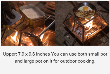 [Cookware Accessory] Campingmoon MT-2-ST; Collapsible Stainless Steel Campfire Cooking Stand Trivet for Outdoor Camping