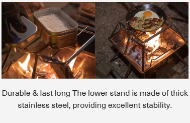 [Cookware Accessory] Campingmoon MT-2-ST; Collapsible Stainless Steel Campfire Cooking Stand Trivet for Outdoor Camping