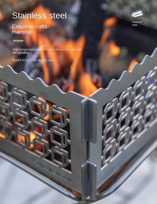 [Accessory] Campingmoon TKB-315-CU; Outdoor stainless steel cube fire fence windbreak guardrail camping grill windbreak camping equipment