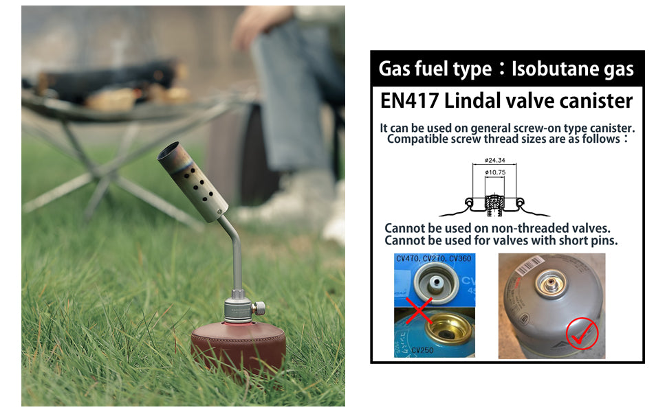 [Camping Torch] Campingmoon MT-3915-OD; Cooking Torch with Flame Control for BBQ & Campfire, (Isobutane)