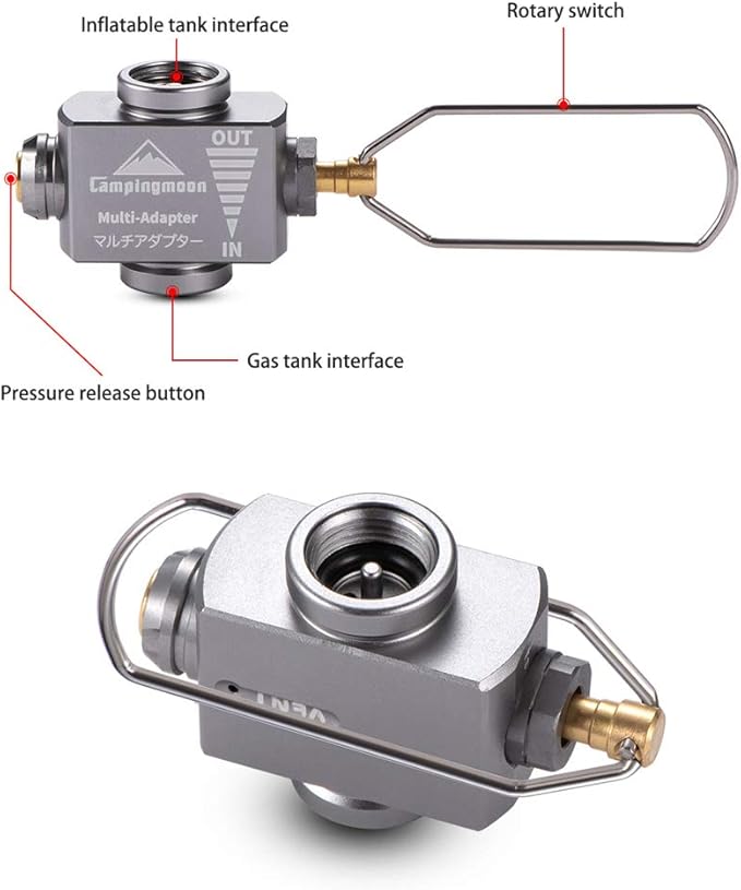 [Accessory] Campingmoon Z15; Gas Canister Refill Adapter, Portable Outdoor Gas Saver Lindal Valve Canister Shifter, Camping Canister Vent Valve