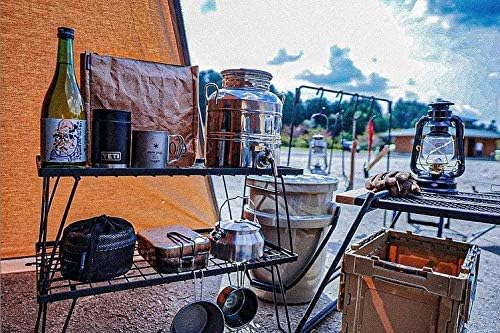 [Accessory] Campingmoon T-230-2TM; 2Pcs Outdoor Folding Multipurpose Storage Rack with Carrying Bag, Steel Plating Black