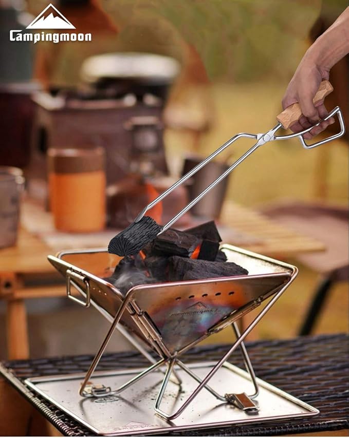 [Accessory] Campingmoon MS-42; Stainless Steel Fireplace Firewood Tongs
