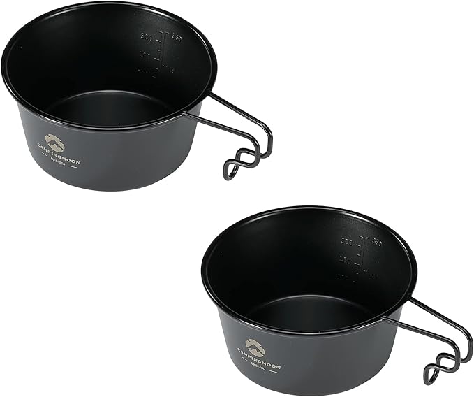[Cookware] Campingmoon BKS-360; 2pcs Set Stainless Steel Deep Type Camping Sierra Cup 15oz, 450ml Black