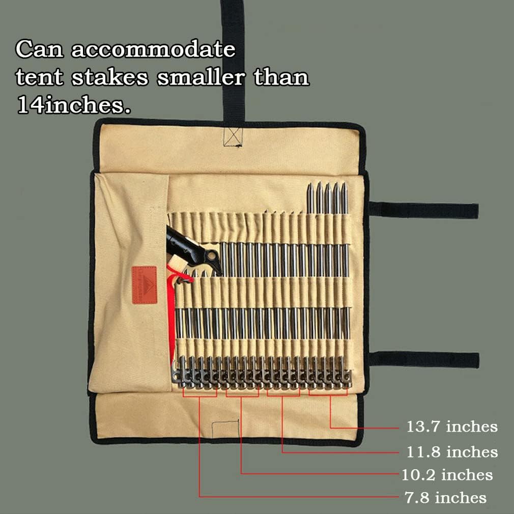 [Tent Tools] Campingmoon B-135; Tent Storage Bag , Can Holds 20 of The Long Tent Stakes, Thickened Canvas Can Withstand Tent Stakes Heavy Duty