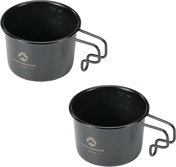[Cookware] Campingmoon BKS-180-2P; Premium Solo Coffee Mug, Black, 5.3 fl oz (160 ml), Set of 2