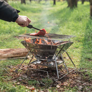 [Grill & Fire Pit] Campingmoon MT-2; Portable Stainless Steel Camping Grill, Foldable, 14-Inch
