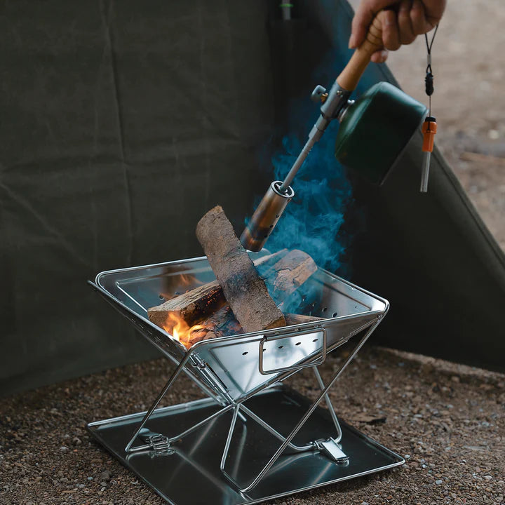[Grill & Fire Pit] Campingmoon MT-035; 3-in-1 Portable Stainless Steel Wood Burning Grill & Fire Pit, 14x15.35-Inch, with Carrying Bag