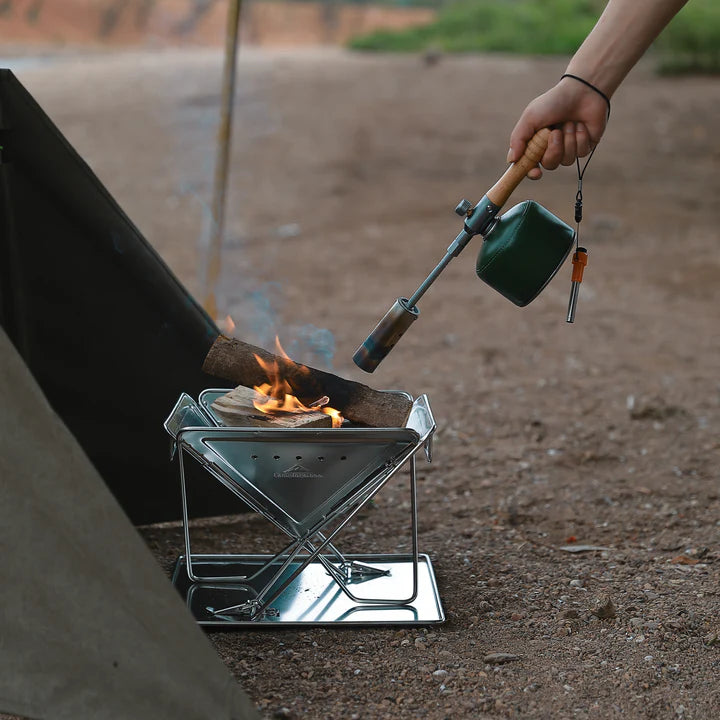 [Grill & Fire Pit] Campingmoon MT-035; 3-in-1 Portable Stainless Steel Wood Burning Grill & Fire Pit, 14x15.35-Inch, with Carrying Bag