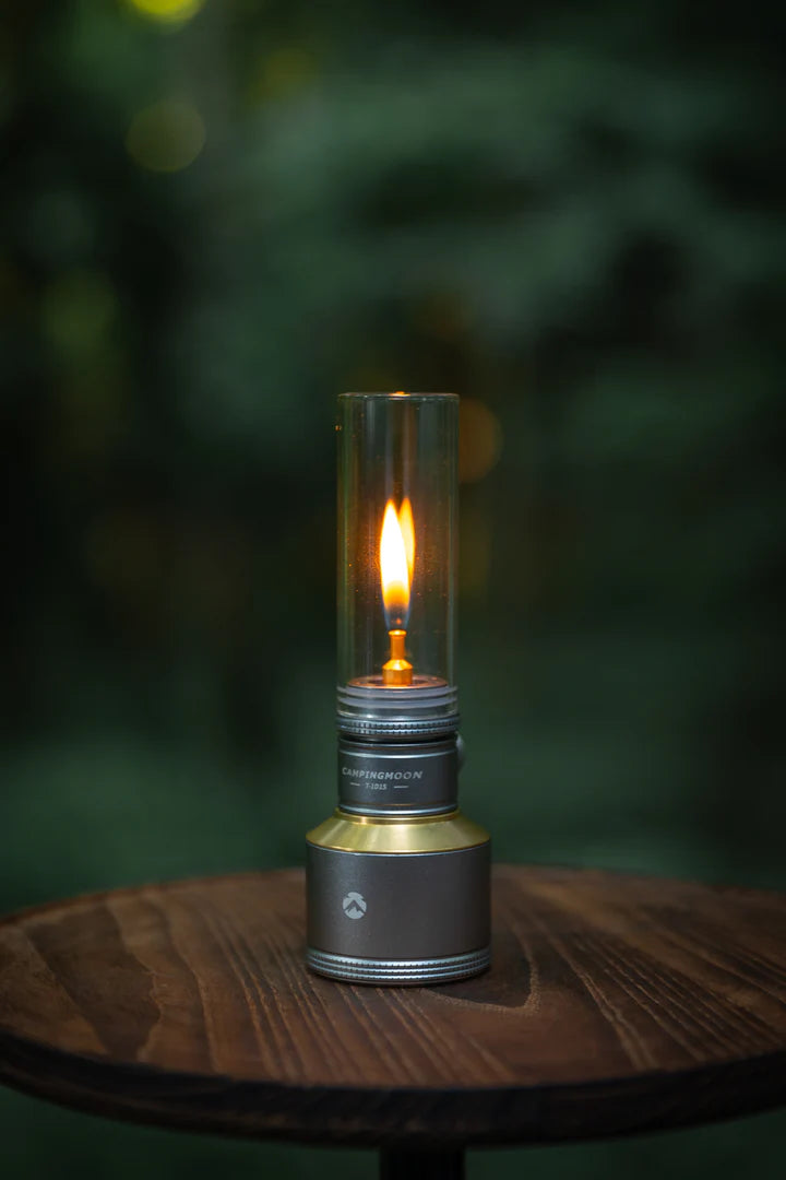 [Heater & Lantern] Campingmoon T-1D15; Camping Gas Lantern, Wooden Case Gas Candle with Empty Tank