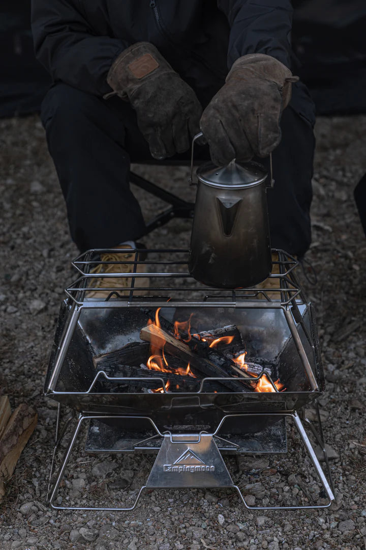 [Cookware Accessory] Campingmoon MT-3-ST; Collapsible Stainless Steel Campfire Cooking Stand Trivet for Outdoor Camping