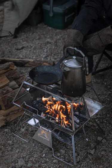 [Cookware Accessory] Campingmoon MT-3-ST; Collapsible Stainless Steel Campfire Cooking Stand Trivet for Outdoor Camping