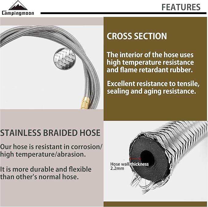 [Accessory] Camping Moon Z21-70; 27.6-inch Multi-Function Gas Hose for EN417 Lindal Valve Screw-on Type Canister and Device